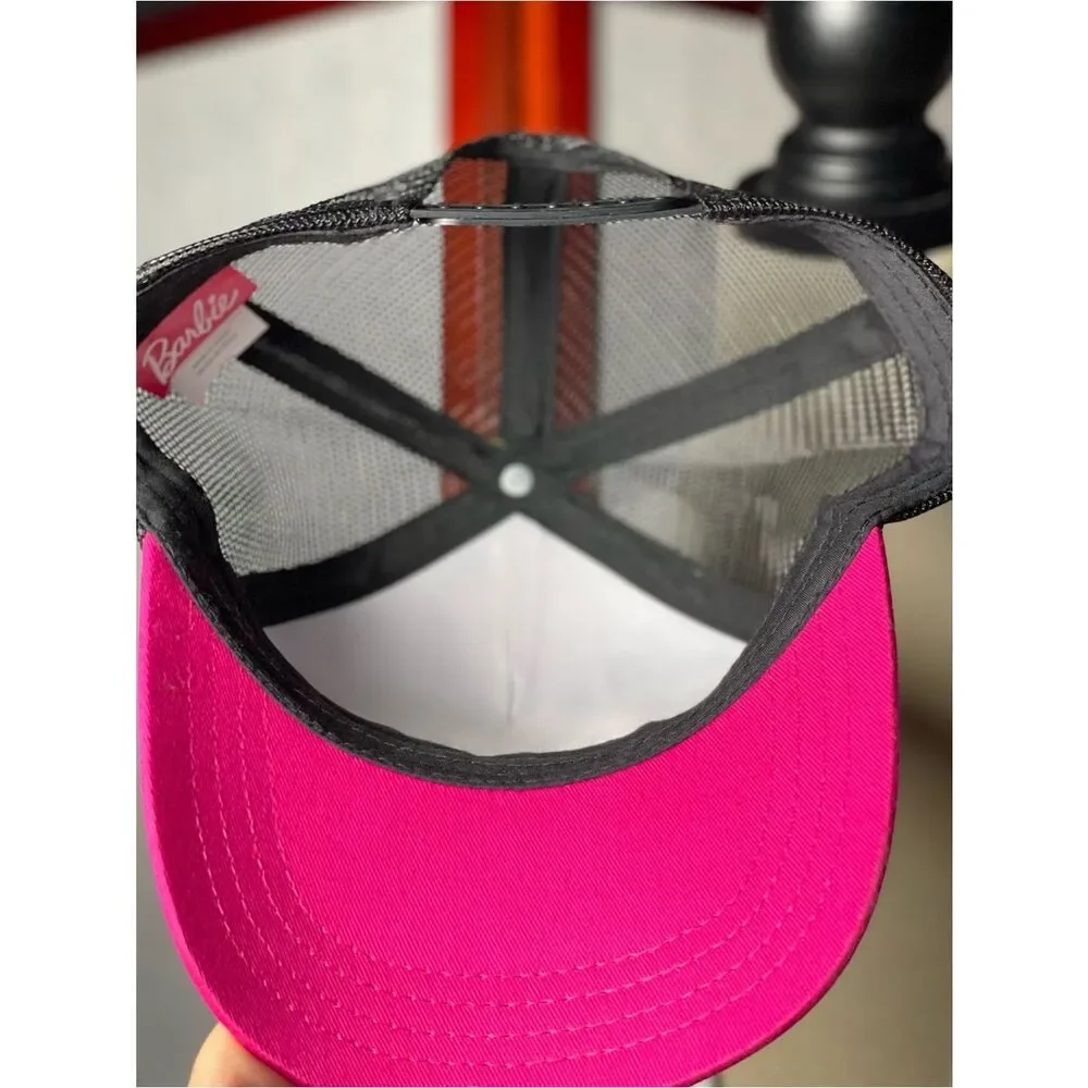 Barbie Colorful Adjustable Trucker Hat w/Black Mesh & Embroidered Pink Letters